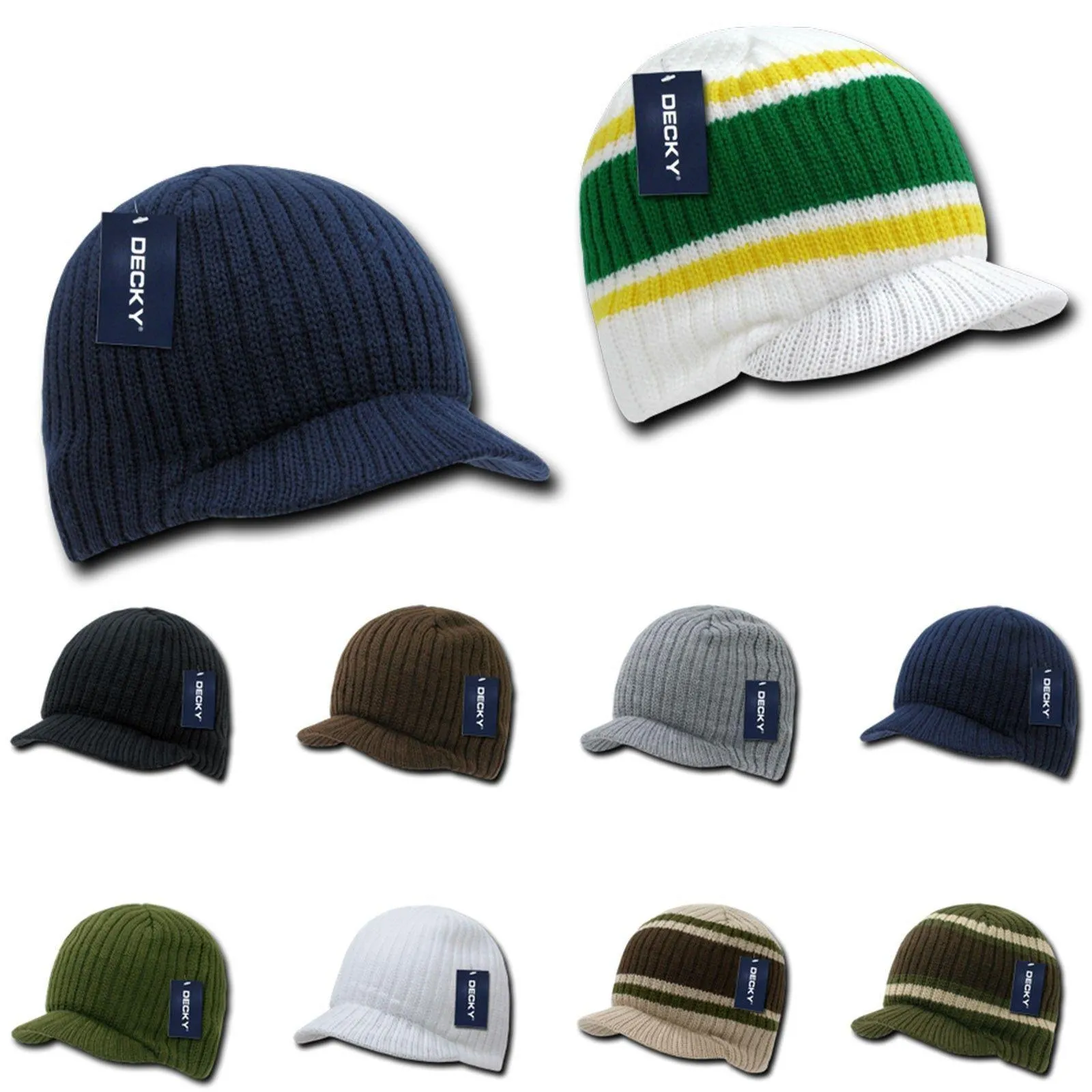 1 Dozen Beanies Striped Gi Campus  Skull Caps Hats Ski Wholesale Bulk