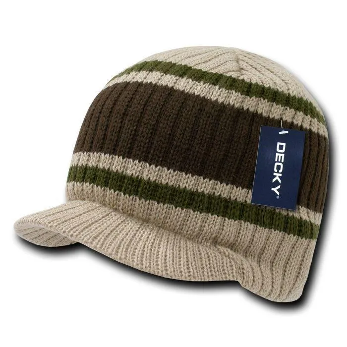 1 Dozen Beanies Striped Gi Campus  Skull Caps Hats Ski Wholesale Bulk