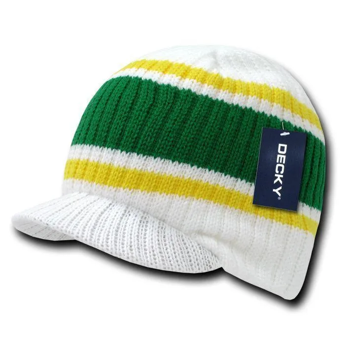 1 Dozen Beanies Striped Gi Campus  Skull Caps Hats Ski Wholesale Bulk