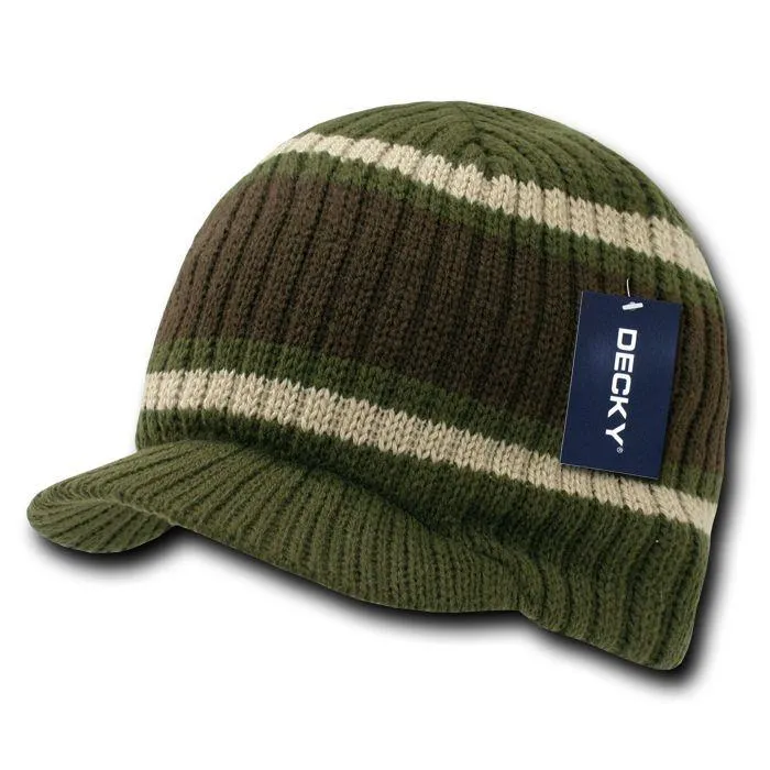 1 Dozen Beanies Striped Gi Campus  Skull Caps Hats Ski Wholesale Bulk