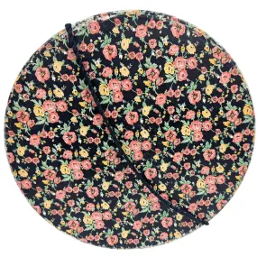 1940s-50s XL vintage wallpaper hat box Pink Flowers on Black  18" x 7" Wide Brim