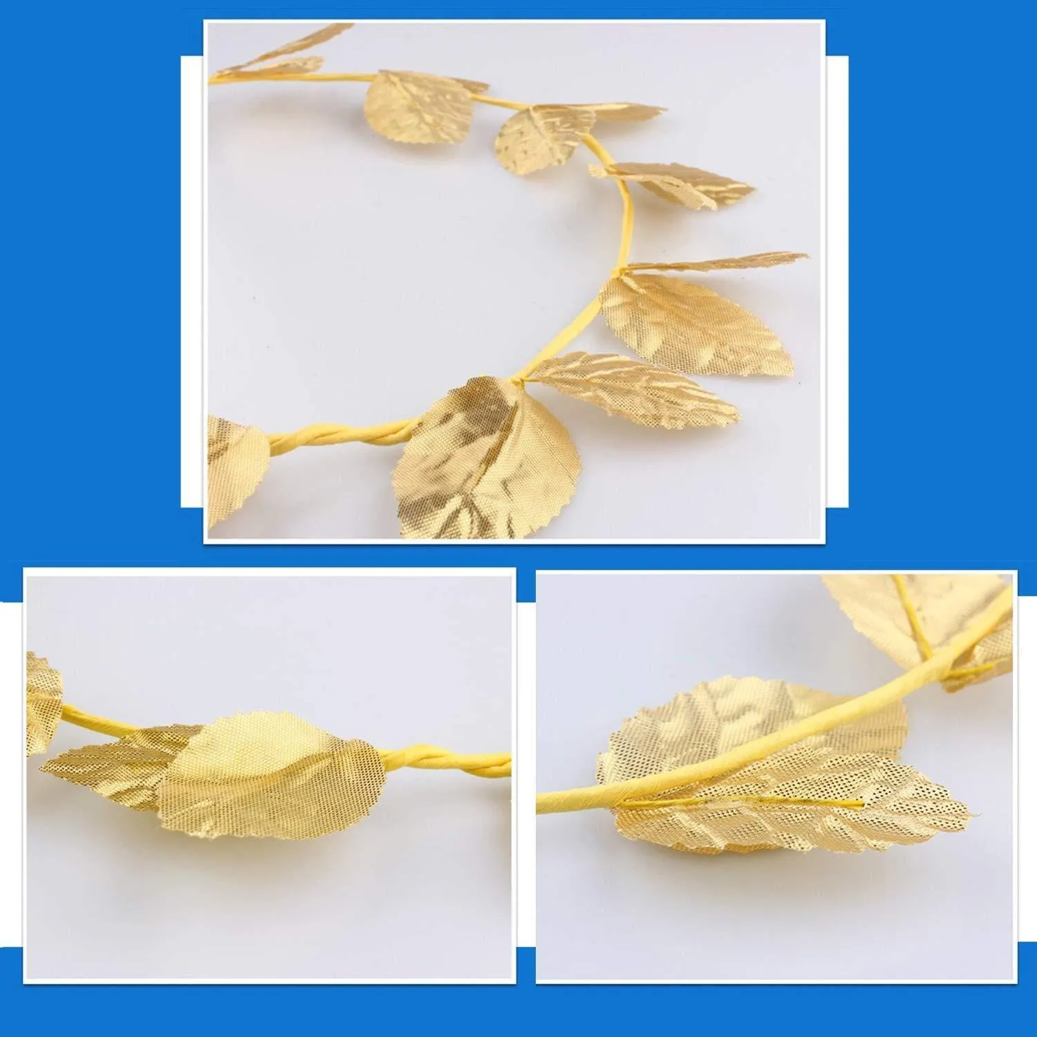 3 Pieces Roman Head Wreath Gold Leaf Crown Headpieces Roman Leaf Headdress for Cosplay Role Playing Masquerade Accessories