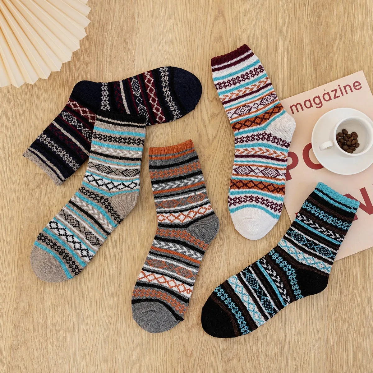 (5 PAIRS)Owlkay National Style Breathable Socks