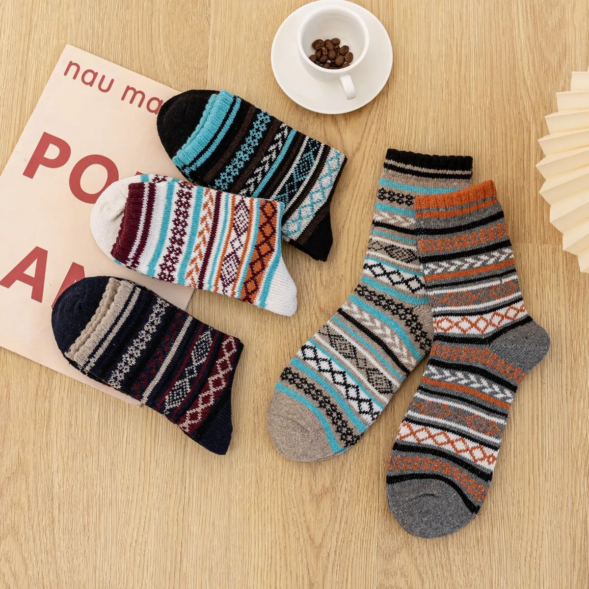 (5 PAIRS)Owlkay National Style Breathable Socks