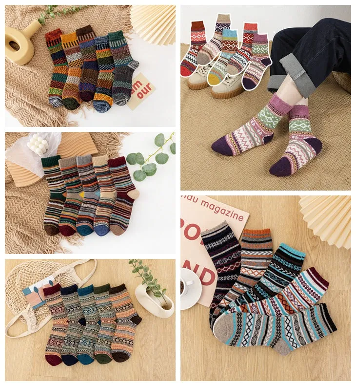 (5 PAIRS)Owlkay National Style Breathable Socks