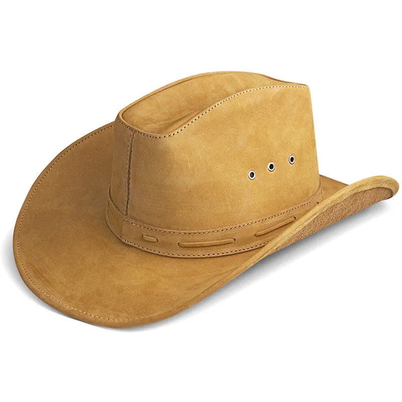American Stride Beige Leather Cowboy Hat