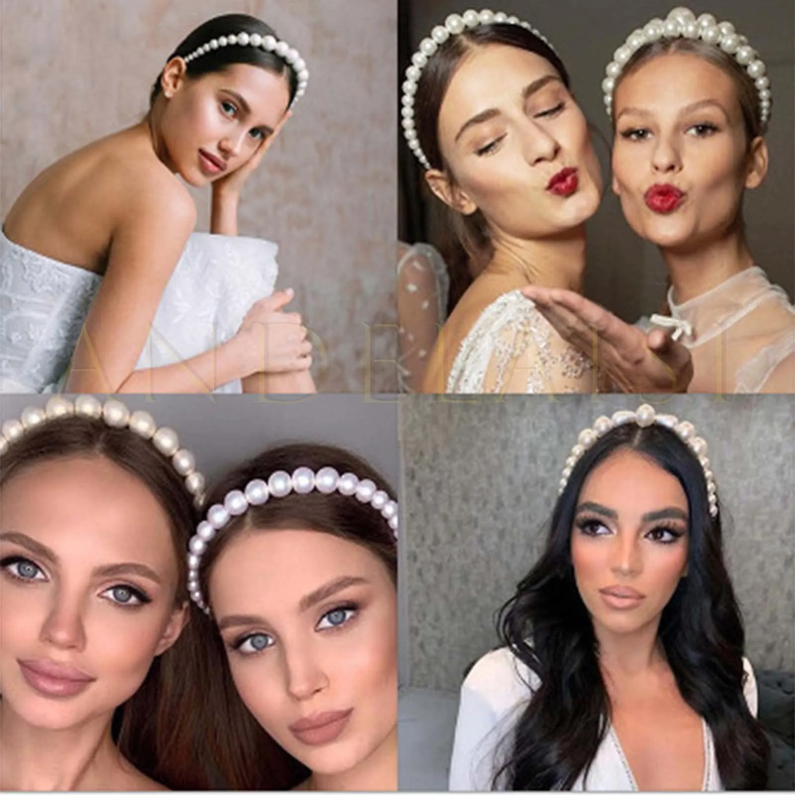 Andelaisi Boho Pearl Headband Clips - Vintage Braided Hoop Headwear with White Pearl Accents, Twist Hairpiece, Hair Accessories for Women and Girls