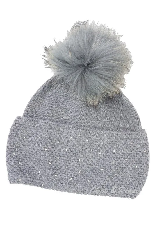 Angora Beanie w/Fox Fur Pom