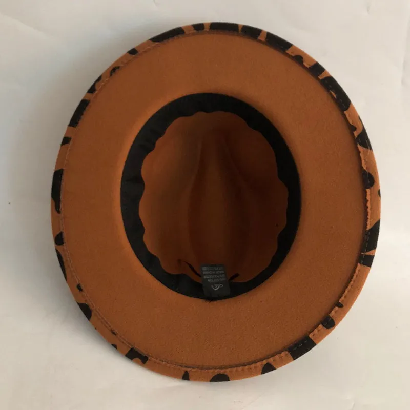 Animal Print Wool Fedora Hat w/ Black Ribbon Womens Accessories