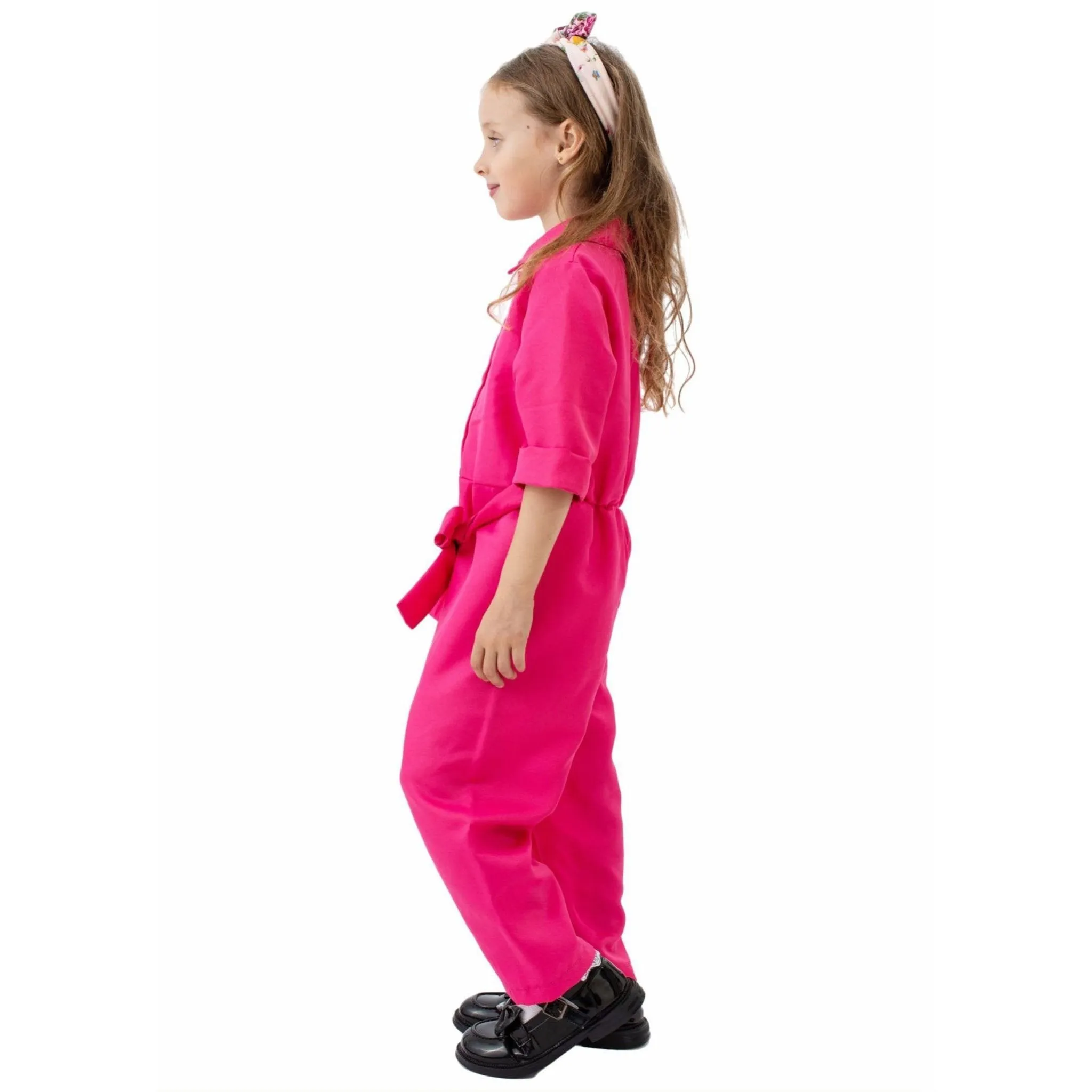 Barbie Movie Margot Barbie Pink Jumpsuit Kids Outfits Cosplay Costume