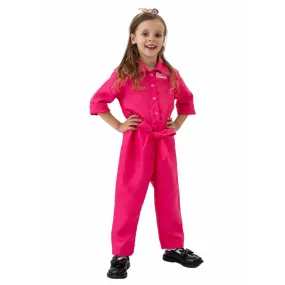 Barbie Movie Margot Barbie Pink Jumpsuit Kids Outfits Cosplay Costume
