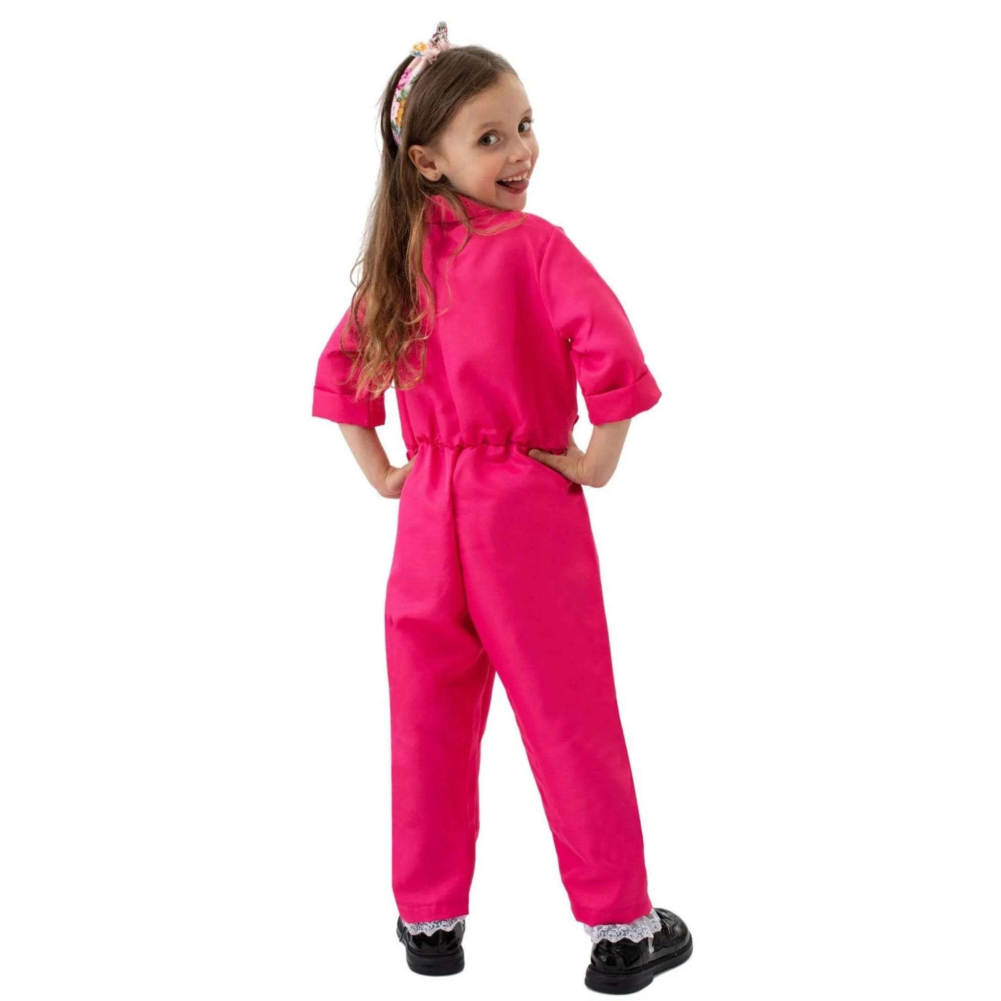 Barbie Movie Margot Barbie Pink Jumpsuit Kids Outfits Cosplay Costume
