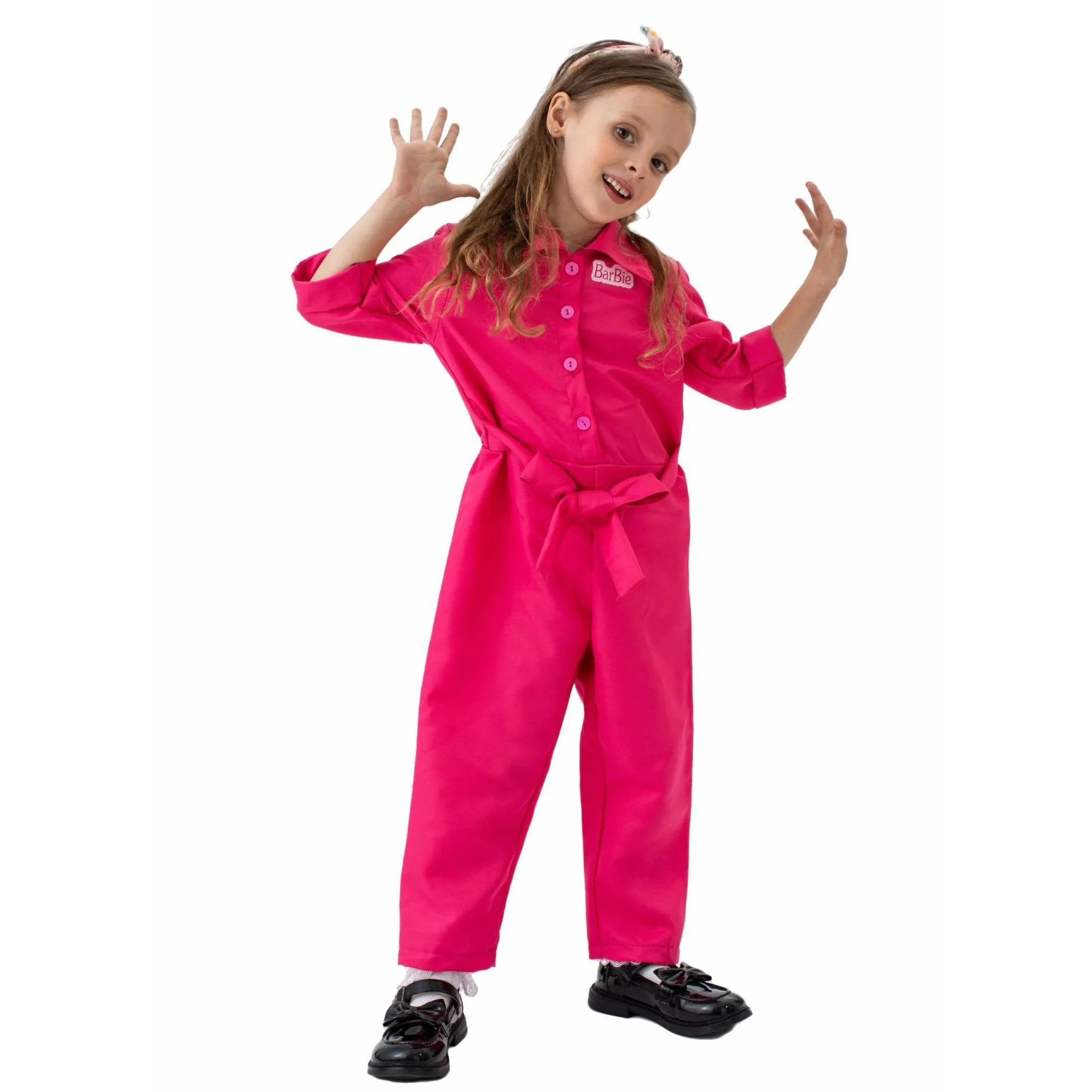 Barbie Movie Margot Barbie Pink Jumpsuit Kids Outfits Cosplay Costume