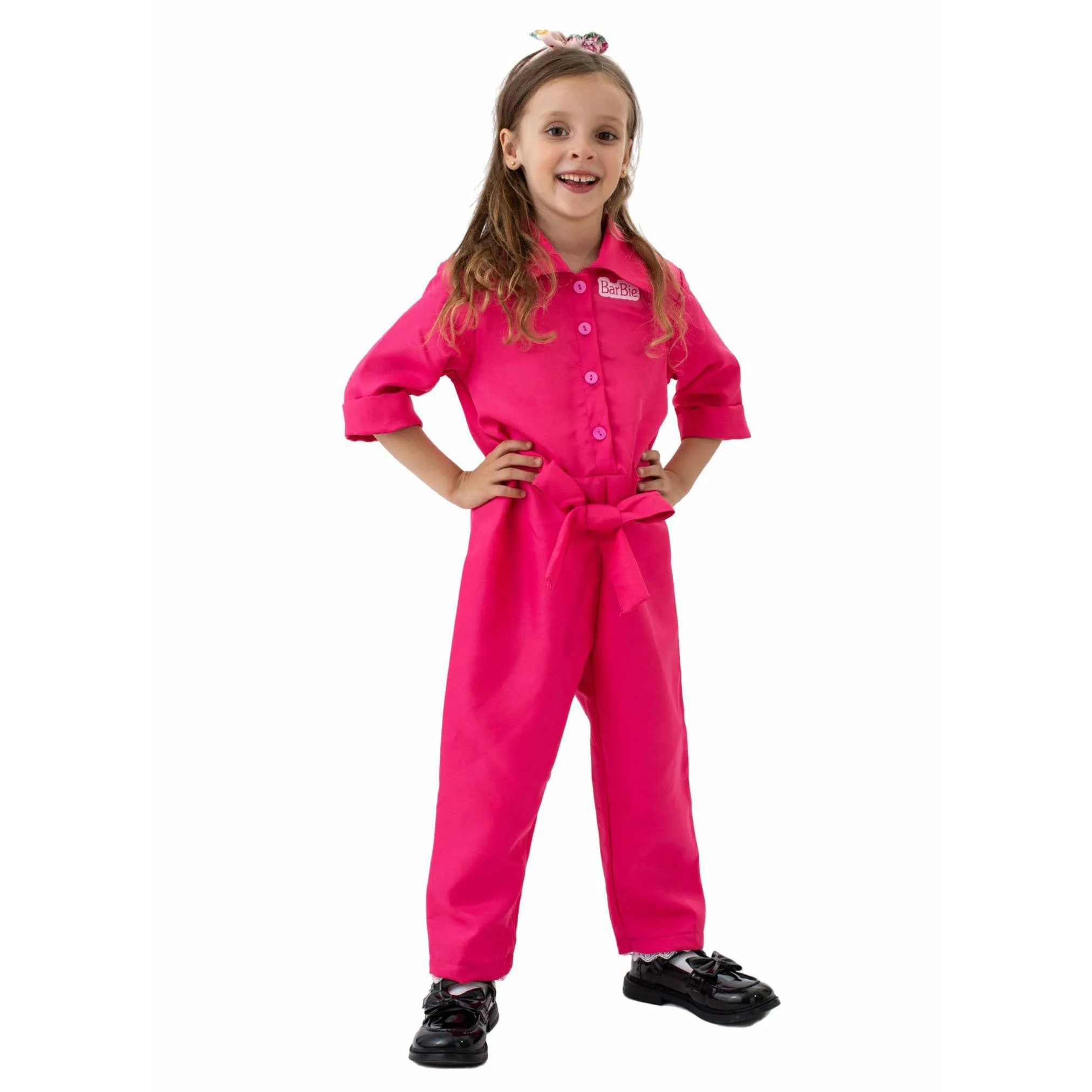 Barbie Movie Margot Barbie Pink Jumpsuit Kids Outfits Cosplay Costume