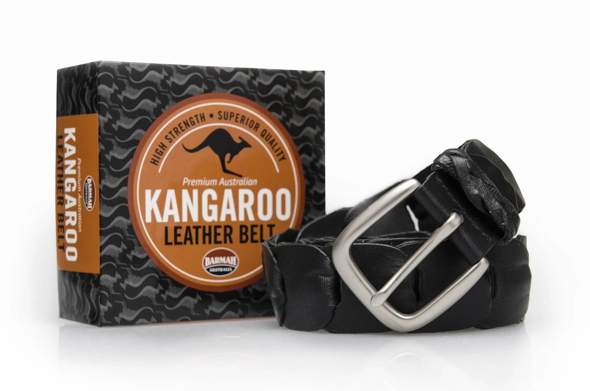 Barmah Hats | Broken Hill Kangaroo Leather Belt in Black