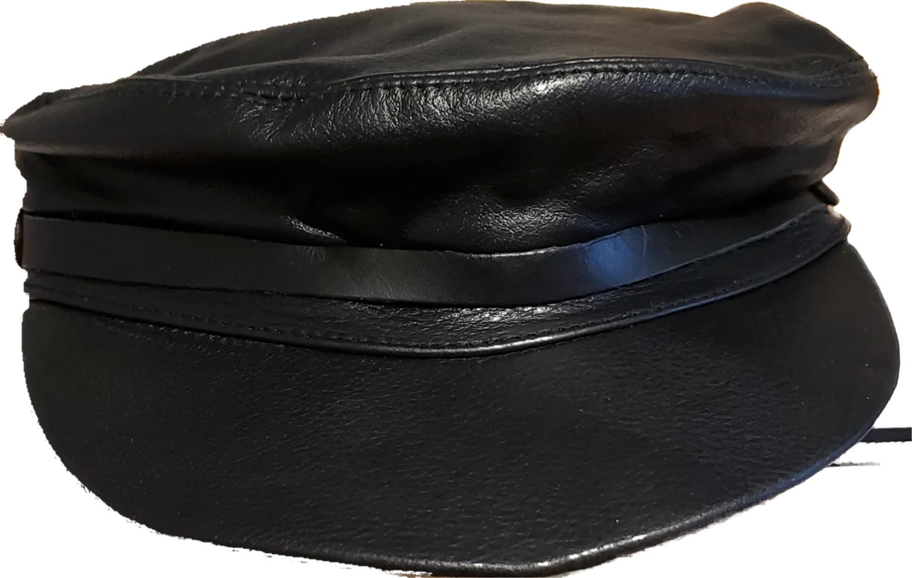 Black Premium Leather Biker Hat