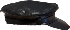 Black Premium Leather Biker Hat