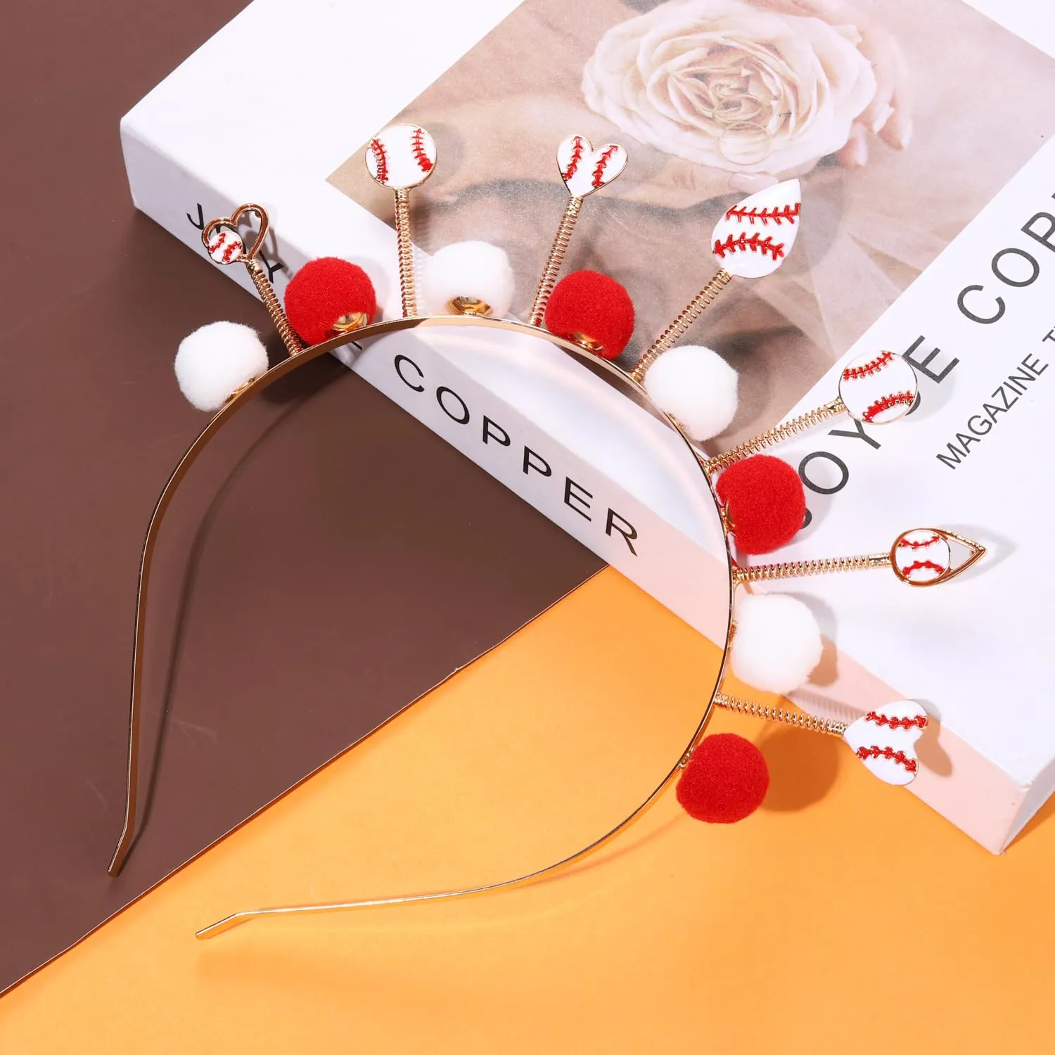 boderier Game Day Headband Football Headbands for Women Football Cheer Head Bopper Headband Sports Tiara Hairband Game Day Hair Accessories Fan Gifts Red Black