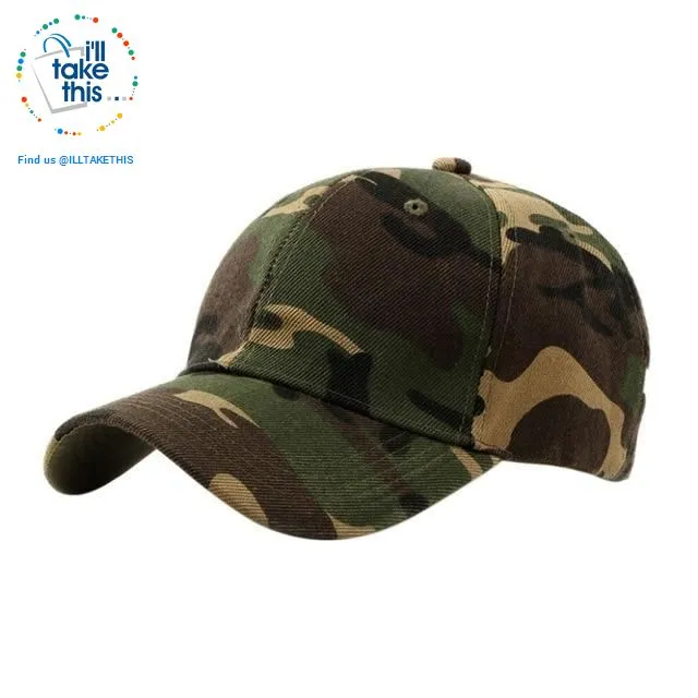 Camouflage Classic reinforced baseball Cap with hard hat edge - 3 Cool Tactical Colors