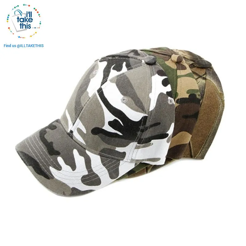 Camouflage Classic reinforced baseball Cap with hard hat edge - 3 Cool Tactical Colors
