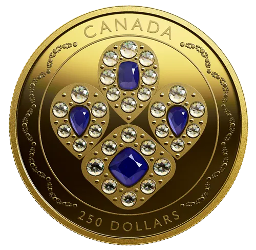 Canada Gold 2019 $250 Her Majesty Queen Elizabeth II's Sapphire Tiara 1.93oz, .9999