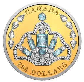 Canada Gold 2020 $250 HM QE II Brazilian Aquamarine Tiara 1.93oz, .9999