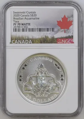 Canada Silver 2020 $20 Brazilian Aquamarine Tiara - Tiara Themed PF 1.009oz, .9999