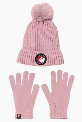 Canada Weather Gear Gloves Pom Pom Hat Set - Pink
