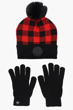 Canada Weather Gear Gloves Pom Pom Hat Set - Red