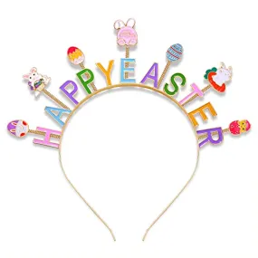 CEALXHENY Easter Headbands for Women, Cute Rabbit Bunny Hairbands, Enamel Rhinestone Happy Easter Headwear Spring Easter Hair Accessory Party Favors (Easter A)