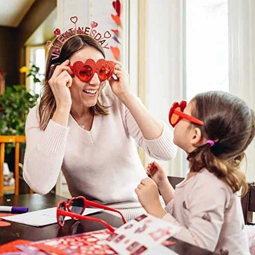 CEALXHENY Valentine’s Day Heart Headbands for Women Glitter Heart Hairbands Crystal Love Heart Hair Hoop Party Hair Accessory Gifts (Style A)