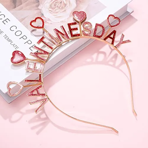 CEALXHENY Valentine’s Day Heart Headbands for Women Glitter Heart Hairbands Crystal Love Heart Hair Hoop Party Hair Accessory Gifts (Style A)