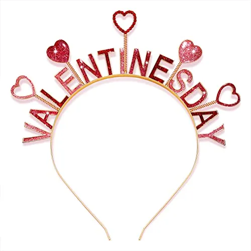 CEALXHENY Valentine’s Day Heart Headbands for Women Glitter Heart Hairbands Crystal Love Heart Hair Hoop Party Hair Accessory Gifts (Style A)