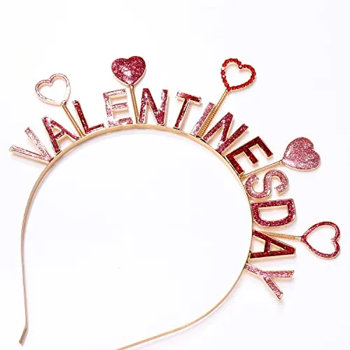 CEALXHENY Valentine’s Day Heart Headbands for Women Glitter Heart Hairbands Crystal Love Heart Hair Hoop Party Hair Accessory Gifts (Style A)