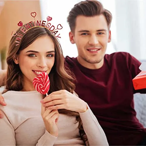 CEALXHENY Valentine’s Day Heart Headbands for Women Glitter Heart Hairbands Crystal Love Heart Hair Hoop Party Hair Accessory Gifts (Style A)
