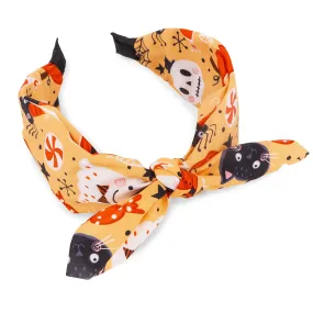 CIEHER Halloween Headbands for Women Girls Orange Color Headband Cats and Candy Pattern Bow Headbands Wide Hair Band Bat Halloween Hair Accessories