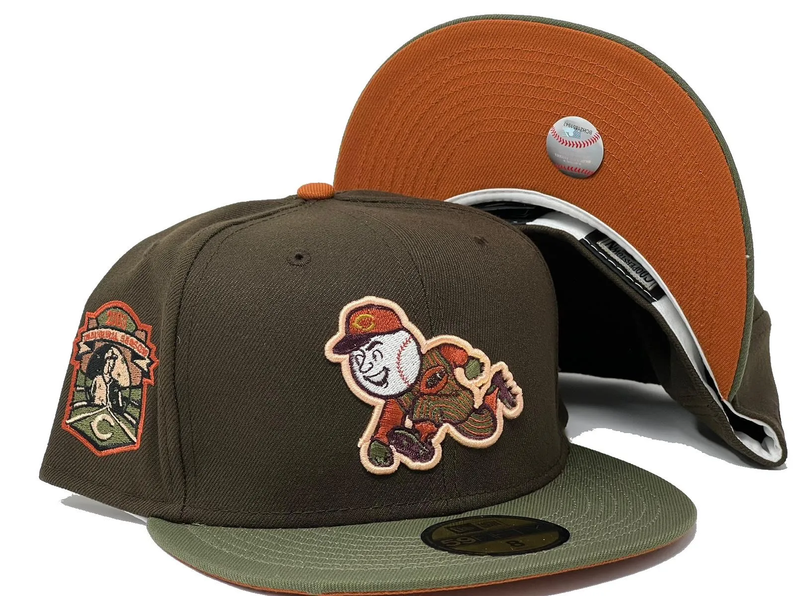 Cincinnate Reds 2003 Inaugural Season Brown Olive  Rust Orange  Fitted Hats