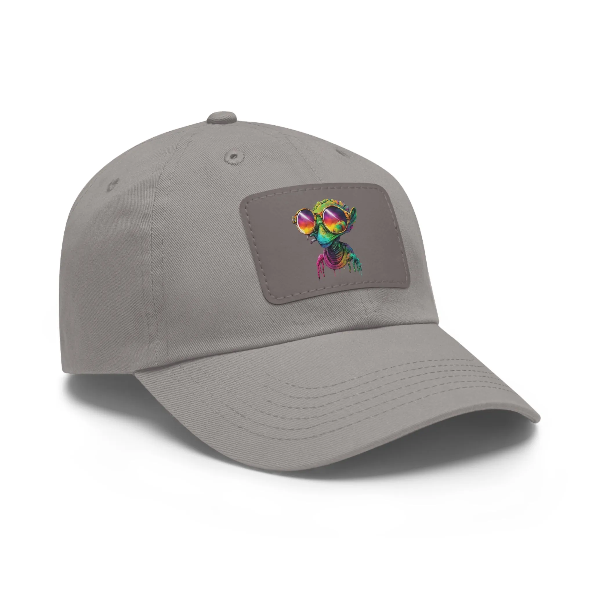 Cool Alien in shades Dad Hat with Leather Patch (Rectangle)