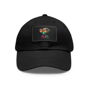 Cool Alien in shades Dad Hat with Leather Patch (Rectangle)