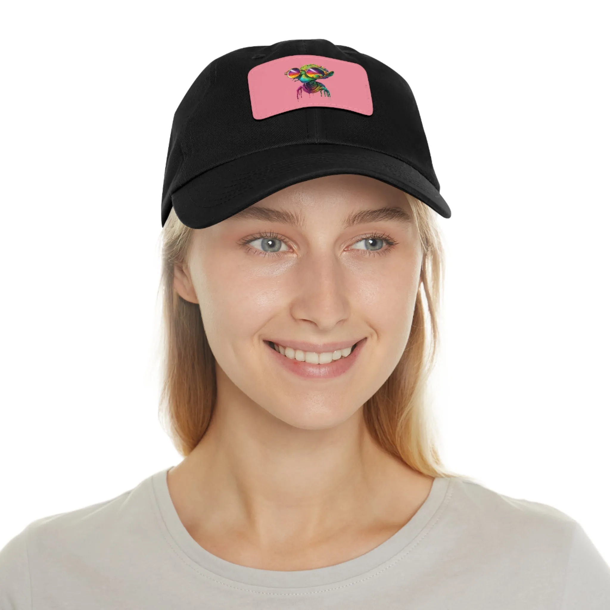 Cool Alien in shades Dad Hat with Leather Patch (Rectangle)