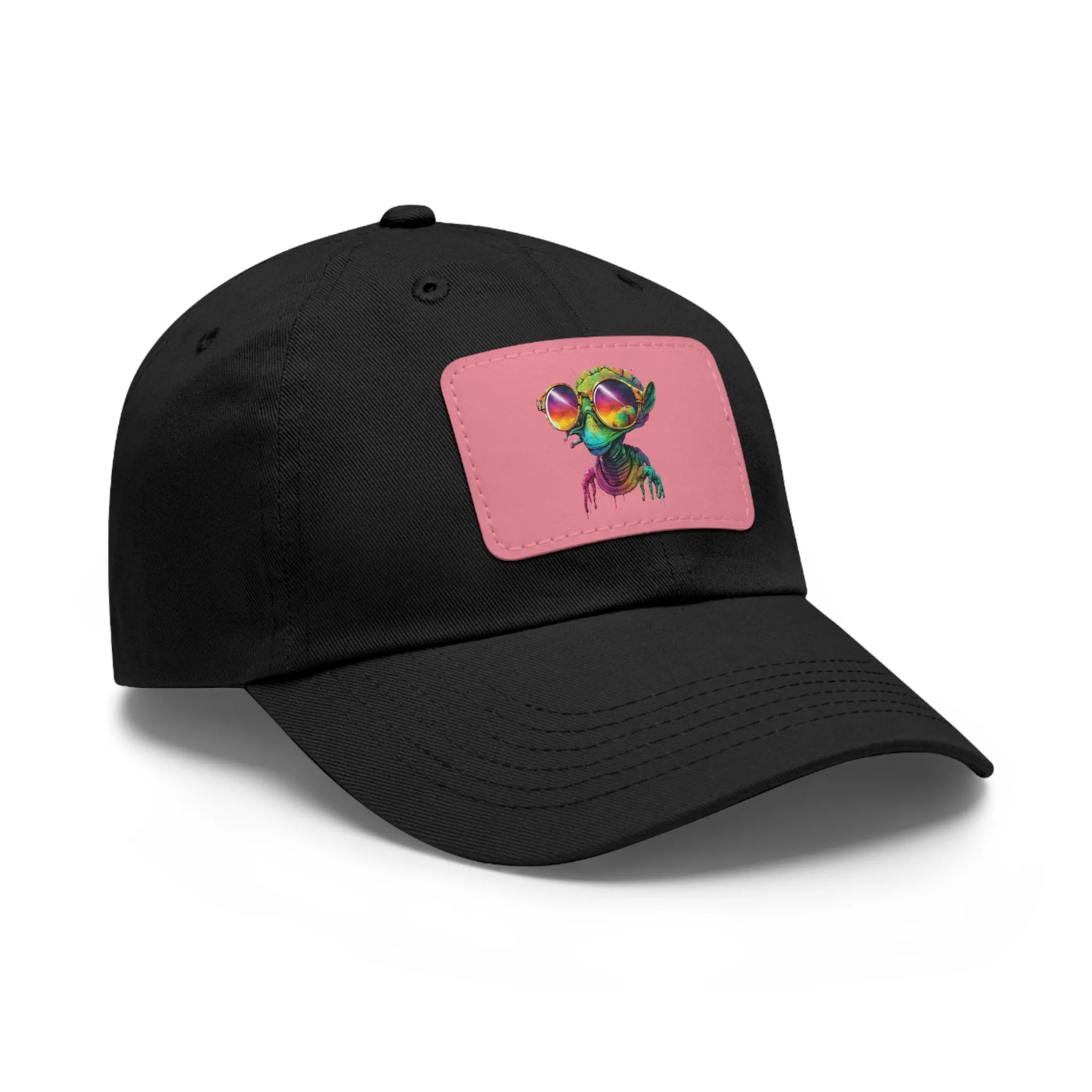 Cool Alien in shades Dad Hat with Leather Patch (Rectangle)