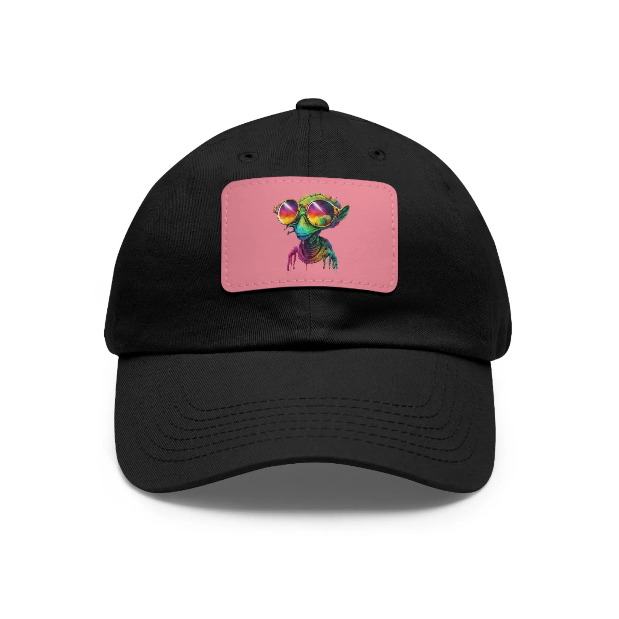 Cool Alien in shades Dad Hat with Leather Patch (Rectangle)