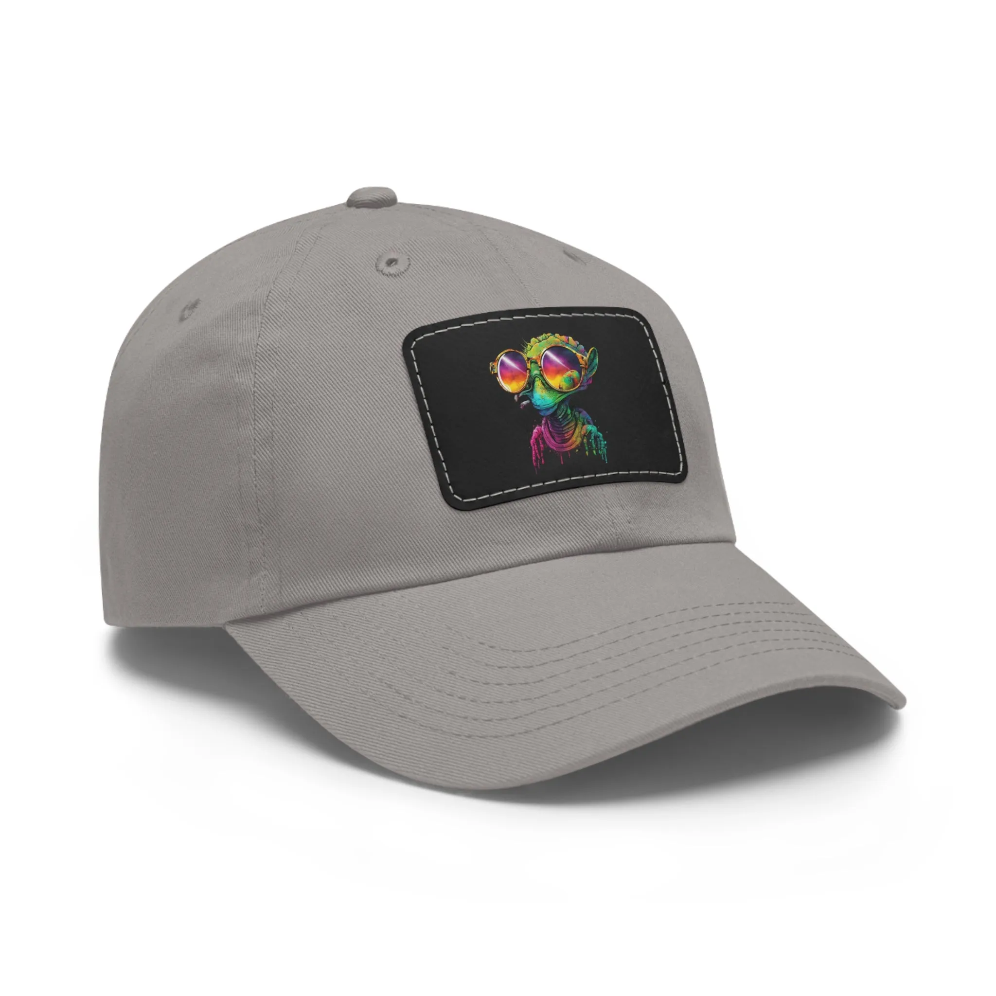 Cool Alien in shades Dad Hat with Leather Patch (Rectangle)