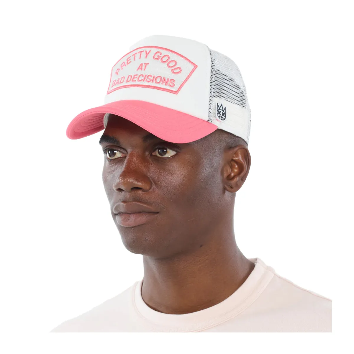 Cult Of Individuality Mens Good At Bad Decisions Trucker Hat 625AC-CH56B Winter White