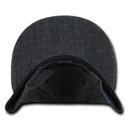 Decky 1094 Washed Denim Snapback Hat, 6 Panel Denim Flat Bill Cap - CASE Pricing