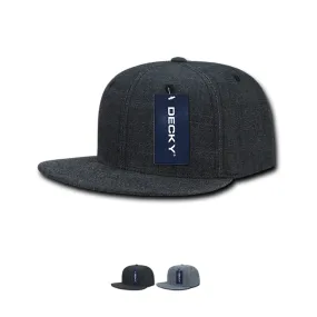 Decky 1094 Washed Denim Snapback Hat, 6 Panel Denim Flat Bill Cap - CASE Pricing