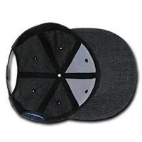 Decky 1094 Washed Denim Snapback Hat, 6 Panel Denim Flat Bill Cap - CASE Pricing