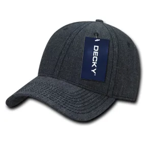 Decky 116 Structured Washed Denim Low Profile Hats 6 Panel Curved Bill Dad Caps