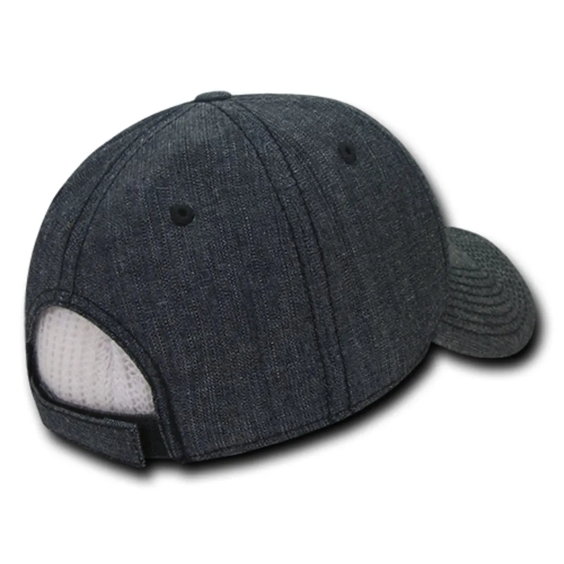 Decky 116 Structured Washed Denim Low Profile Hats 6 Panel Curved Bill Dad Caps