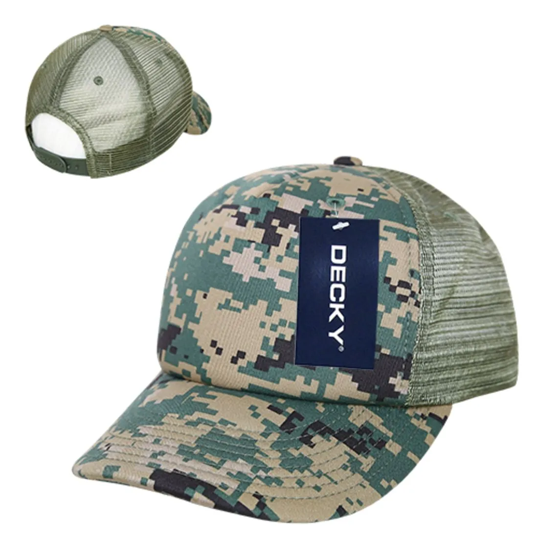 Decky 253 Camouflage Foam Mesh Trucker Hats High Crown 5 Panel Snapback Caps